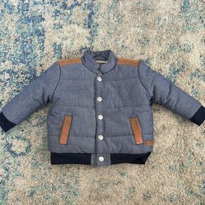 Like New 7 For All Mankind Sherpa lined Blue and Brown coat